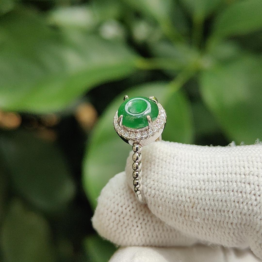 Sg Local New Arrival - Free size adjustable S925 Ring with crafting of dounut shape Natural Type A Green Jadeite Jade, certificate weighs 2.18 grams, measurement 7.7 * 7.5 * 2.7 mm (s925ring21) Yi Pin Qian Jadeites Jade Jewelry ~Your Precious Quintessential ~ Singapore