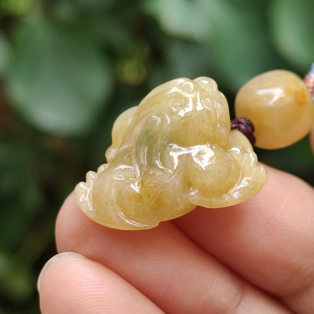 Just Arrived SG Local Seller - Yellow with Green patch Natural Type A Jadeite Jade crafted as Three Legs Toad Pendant certificate weighs 5.17 grams, measurement 22 * 19.5 * 11.3 mm (pendant333) Yi Pin Qian Jadeites Jade Jewelry ~Your Precious Quintessential ~ Singapore