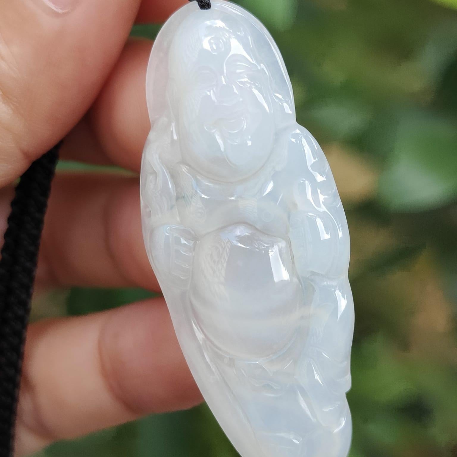 ❄️ Luminous Ice Buddha Pendant - Water's Clarity, Wood's Growth (Sku: pendant425) Yi Pin Qian Jadeites Jade Jewelry ~Your Precious Quintessential ~ Singapore