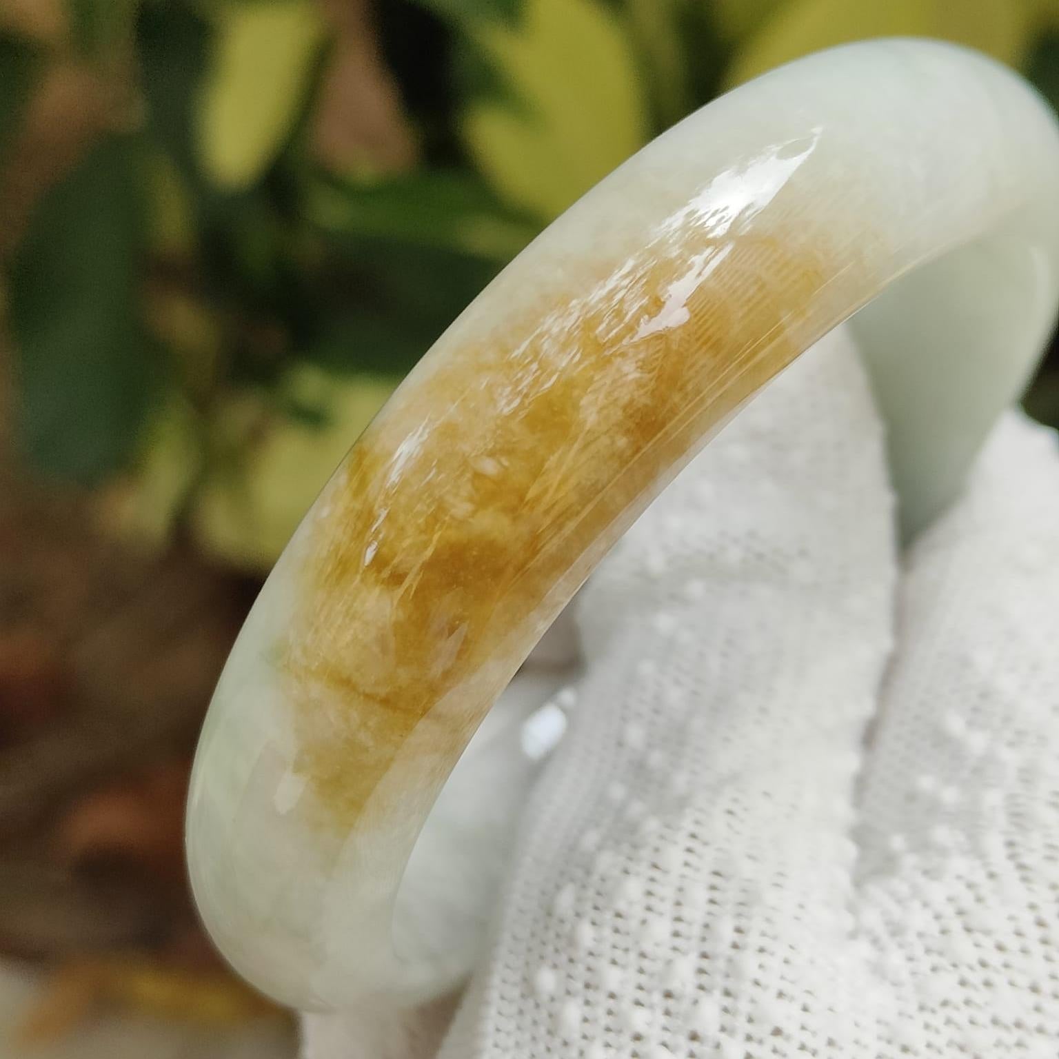 Earth's Embrace Bangle - Amber & Moss Jadeite Jewelry (Sku: bangle33) Yi Pin Qian Jadeites Jade Jewelry ~Your Precious Quintessential ~ Singapore
