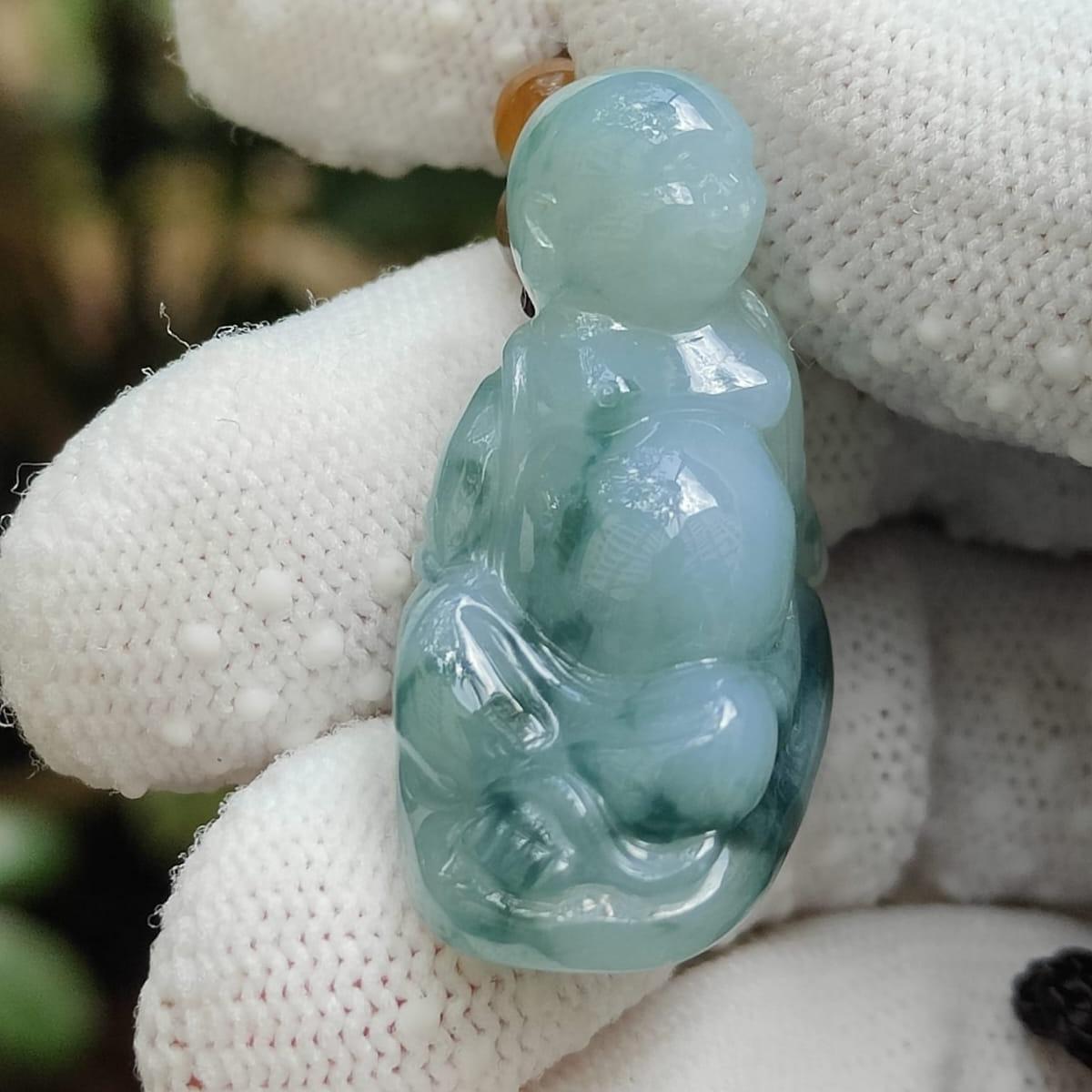 Wood & Water Power Duo 🌱💧 Natural Type A Jadeite Buddha | Zi Wei Dou Shu Career Luck (Sku: pendant449)