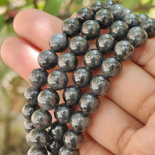 Quality Black Natural Type A Jadeite Jade crafted as 7.8mm * 98 beads as necklace or bracelet with certificate weigh 84.08 grams (bracelet21) Yi Pin Qian