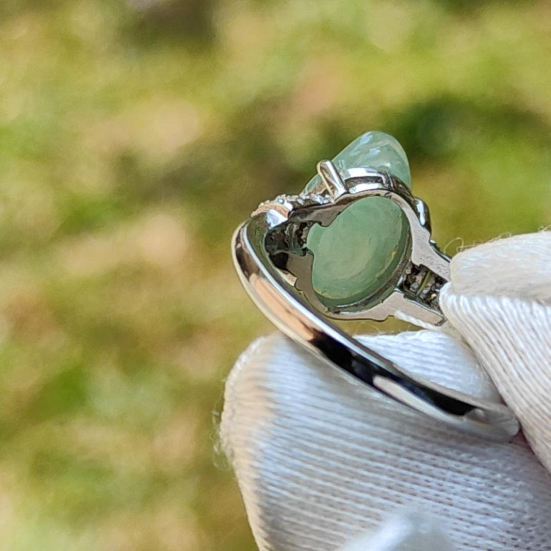 Icy Light Green with green patches Natural Type A Jadeite Jade crafted as Pixiu set on S925 adjustable as Ring with certificate weigh 2.68 grams, measurement 10.5 * 7.7 * 4.6 mm (s925ring7) Yi Pin Qian