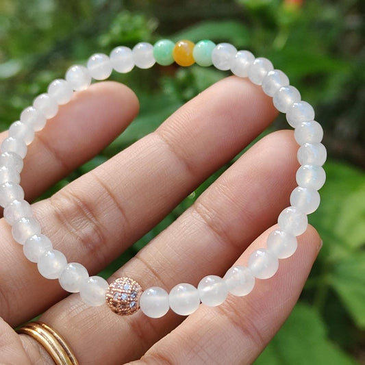 Icy Translucent beads, mix with 2 green 1 yellow Natural Type A Jadeite Bracelet, total of 38 beads with QIC labs approved certificate weigh 8.43 grams, measurement 4.8 mm, a stunning collection for your daily wear (bracelet3) Yi Pin Qian