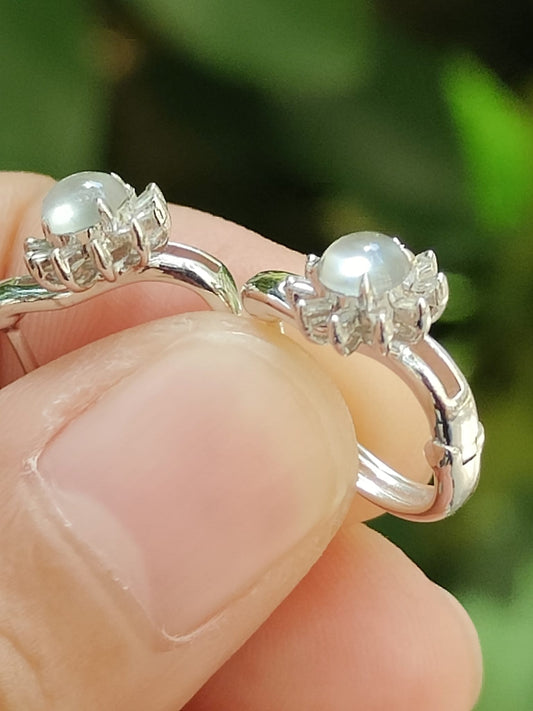18k White Gold & Glacial Jadeite Cabochon Earrings – Certified Heirloom Luxury (SKU: 18k09) Default Title Yi Pin Qian Jadeites Jade Jewelry ~Your Precious Quintessential ~ Singapore