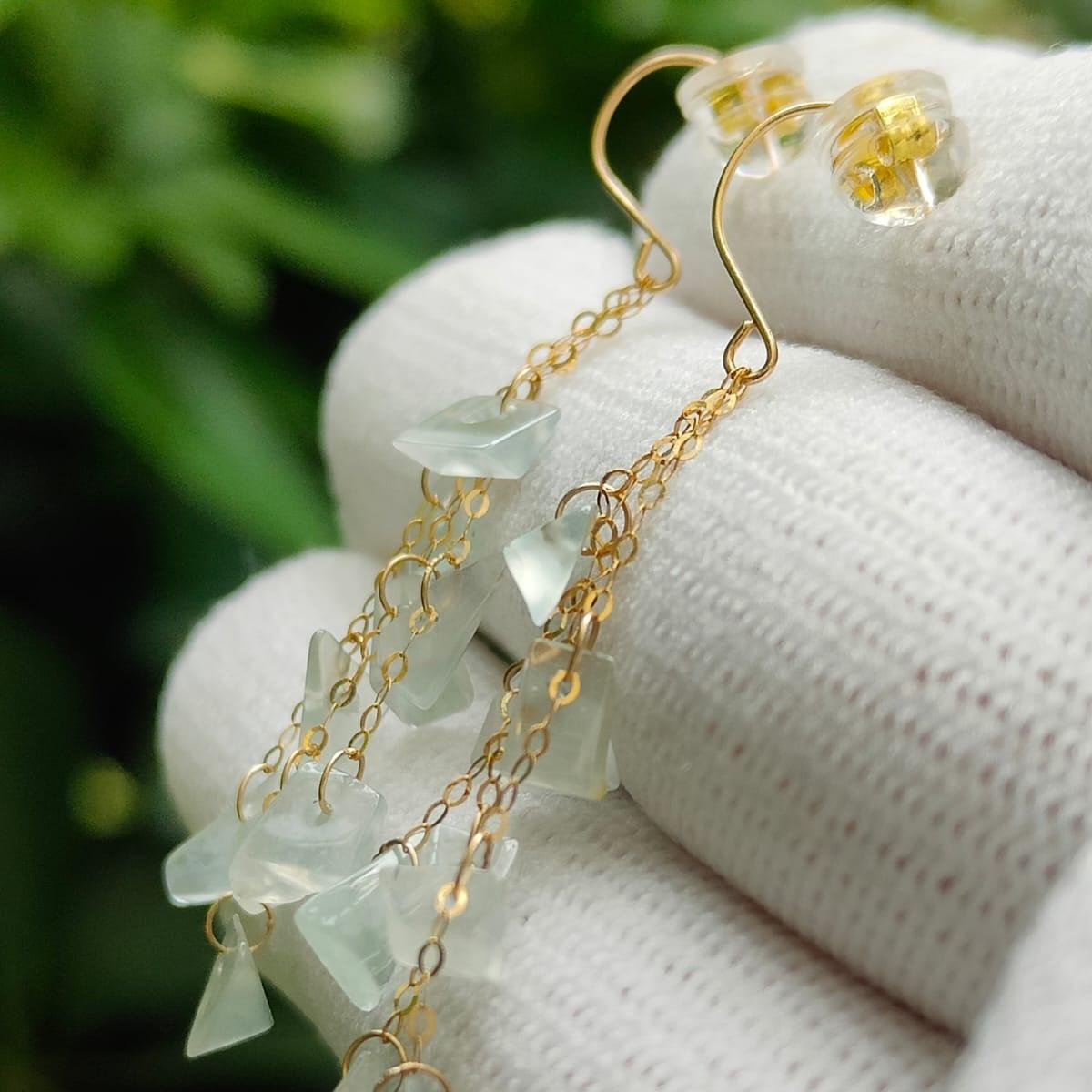 "Golden Equilibrium" 18K Ice Jade Earrings (Sku: 18k12) Yi Pin Qian Jadeites Jade Jewelry ~Your Precious Quintessential ~ Singapore