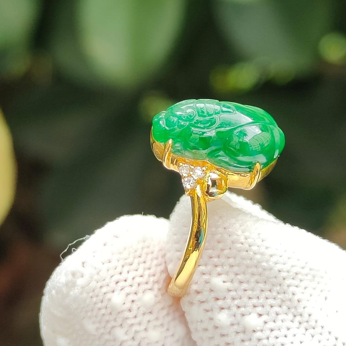 Metal Element Pixiu Ring - Wealth Activation with Earth Balance (Sku: 18kring45) Yi Pin Qian Jadeites Jade Jewelry ~Your Precious Quintessential ~ Singapore