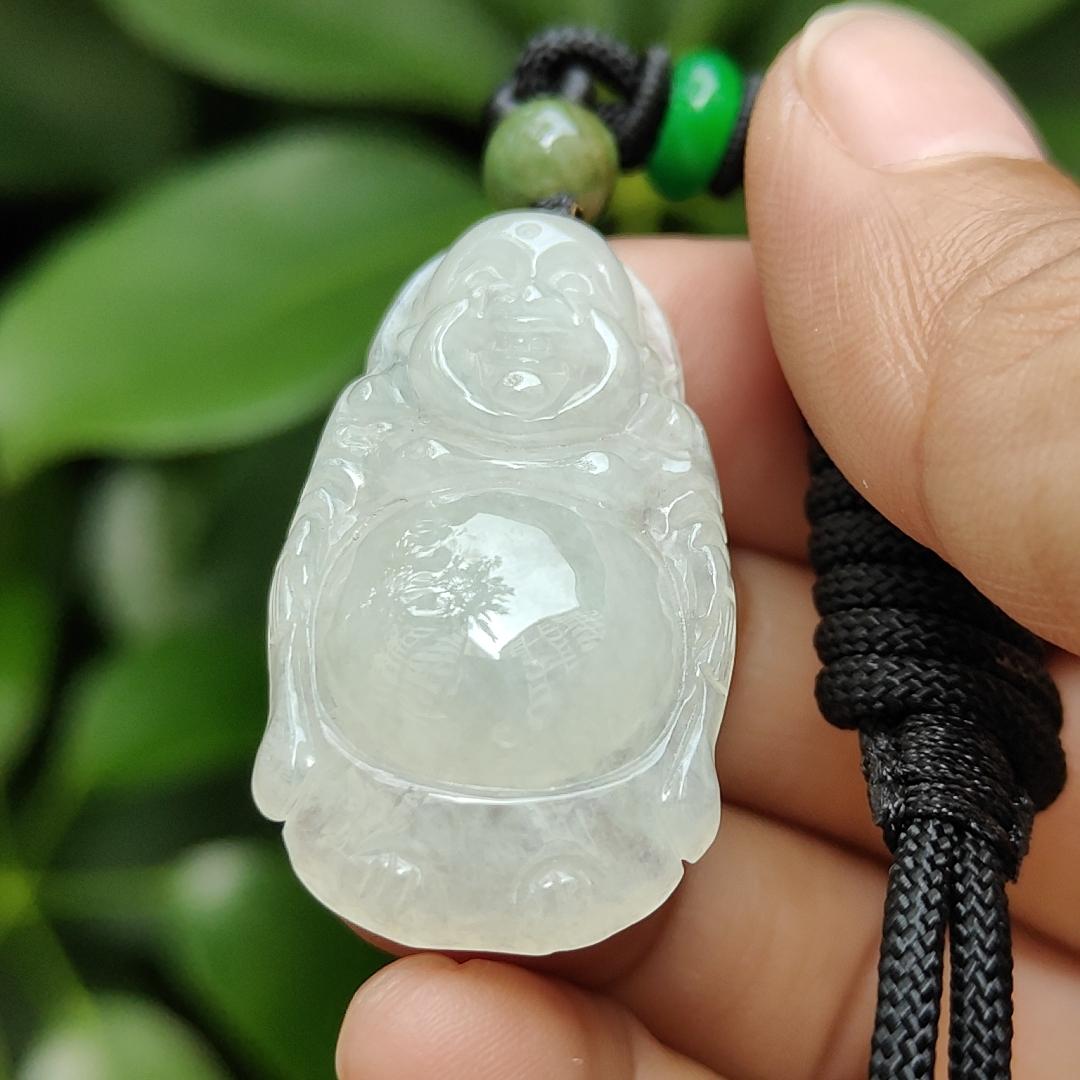 New Stock Sg Seller - Crafted as Standing Milo Buddha Natural Type A Jadeite Jade as Pendant certificate weighs 8.73 grams, measurement 38 * 21.3 * 7.6 mm (pendant351) Yi Pin Qian Jadeites Jade Jewelry ~Your Precious Quintessential ~ Singapore