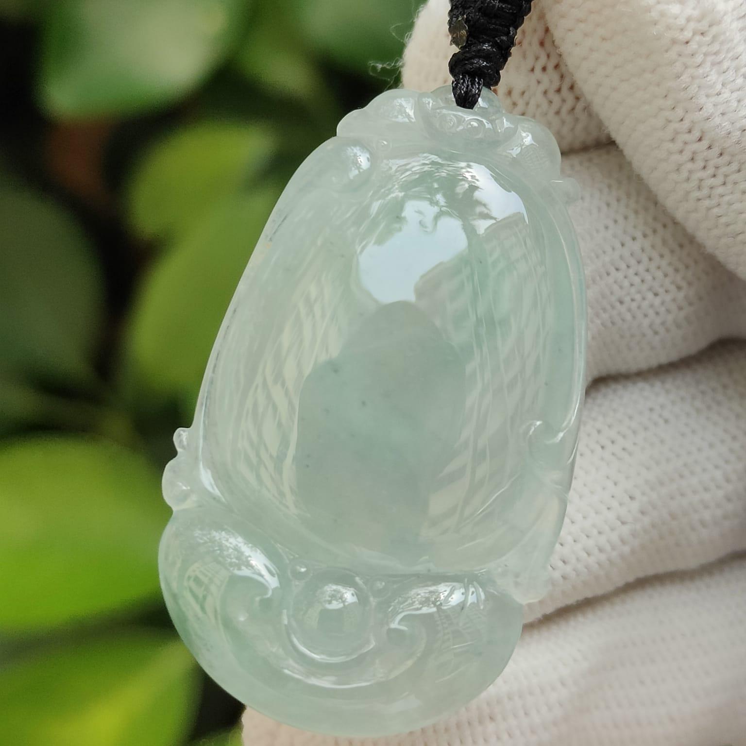 Water's Wisdom Jade - Natural Ice-Type Jadeite Ruyi Pendant (Sku: pendant419) Yi Pin Qian Jadeites Jade Jewelry ~Your Precious Quintessential ~ Singapore