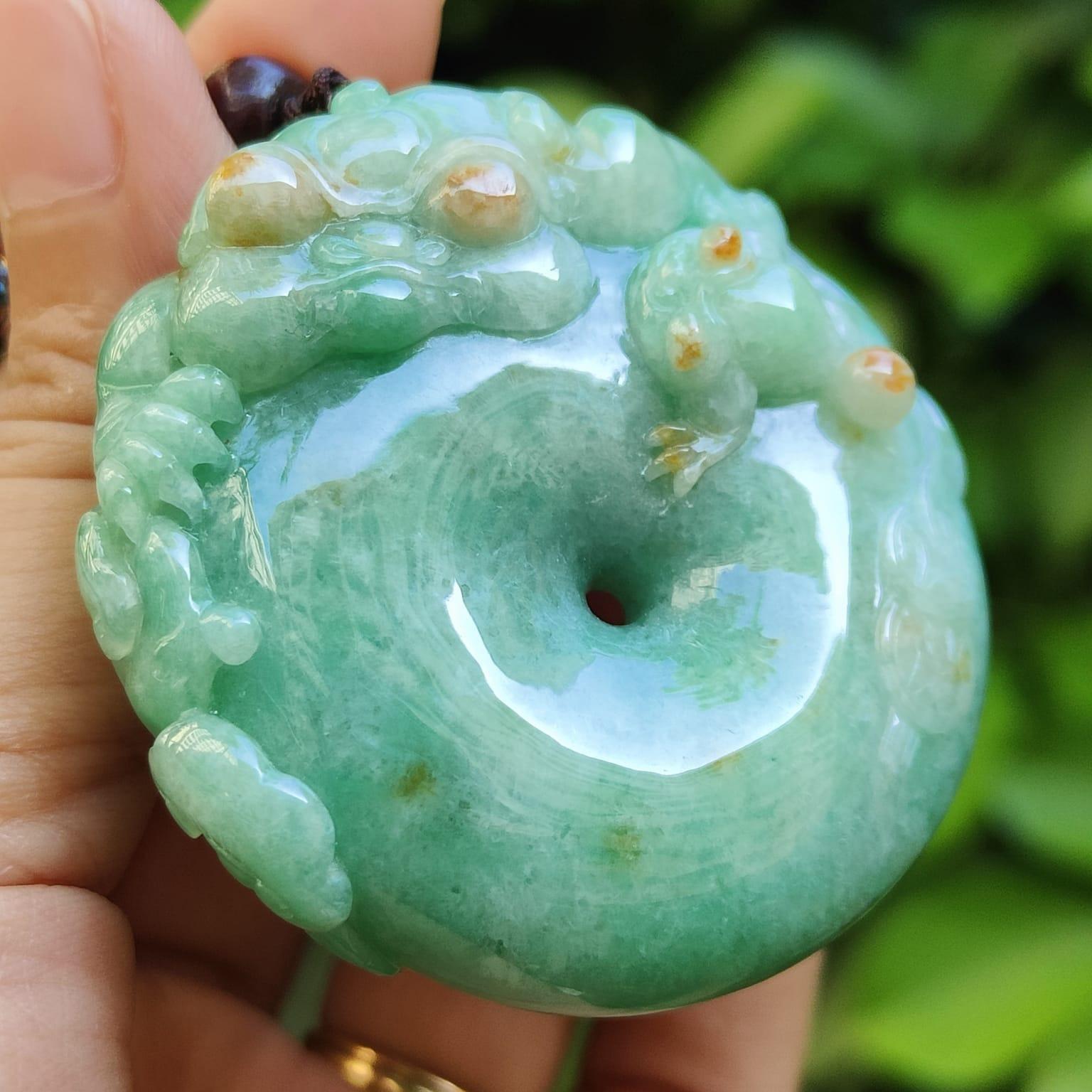 Mythic Golden Toads Jadeite Pendant – Five Elements Prosperity, Museum-Grade Carving, Certified Type A (Sku: pendant403) Yi Pin Qian Jadeites Jade Jewelry ~Your Precious Quintessential ~ Singapore