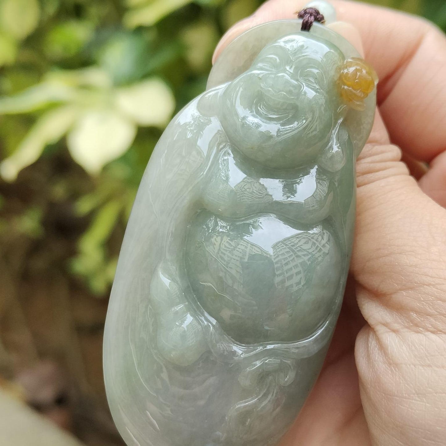 Laughing Buddha Jadeite Carving – Symbol of Joy & Fortune, Natural Type A (Certified 920770030646 SKU: pendant401) Yi Pin Qian Jadeites Jade Jewelry ~Your Precious Quintessential ~ Singapore