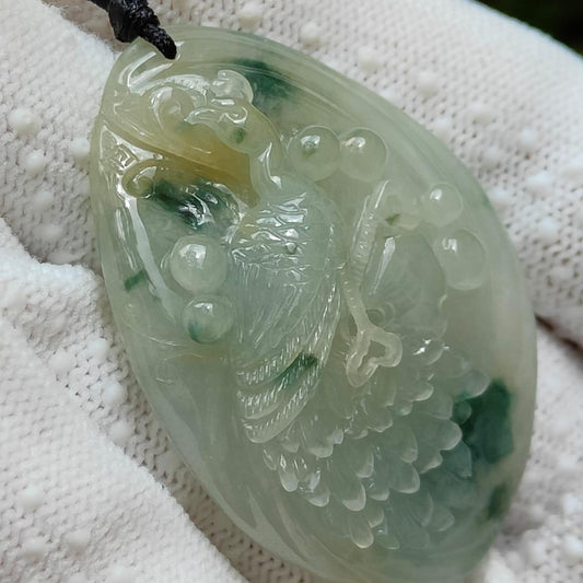 Jade Peacock Can Huat Ah! 🌱🔥 Natural Type A Jadeite Pendant | Zi Wei Dou Shu Luck (Sku: pendang447)