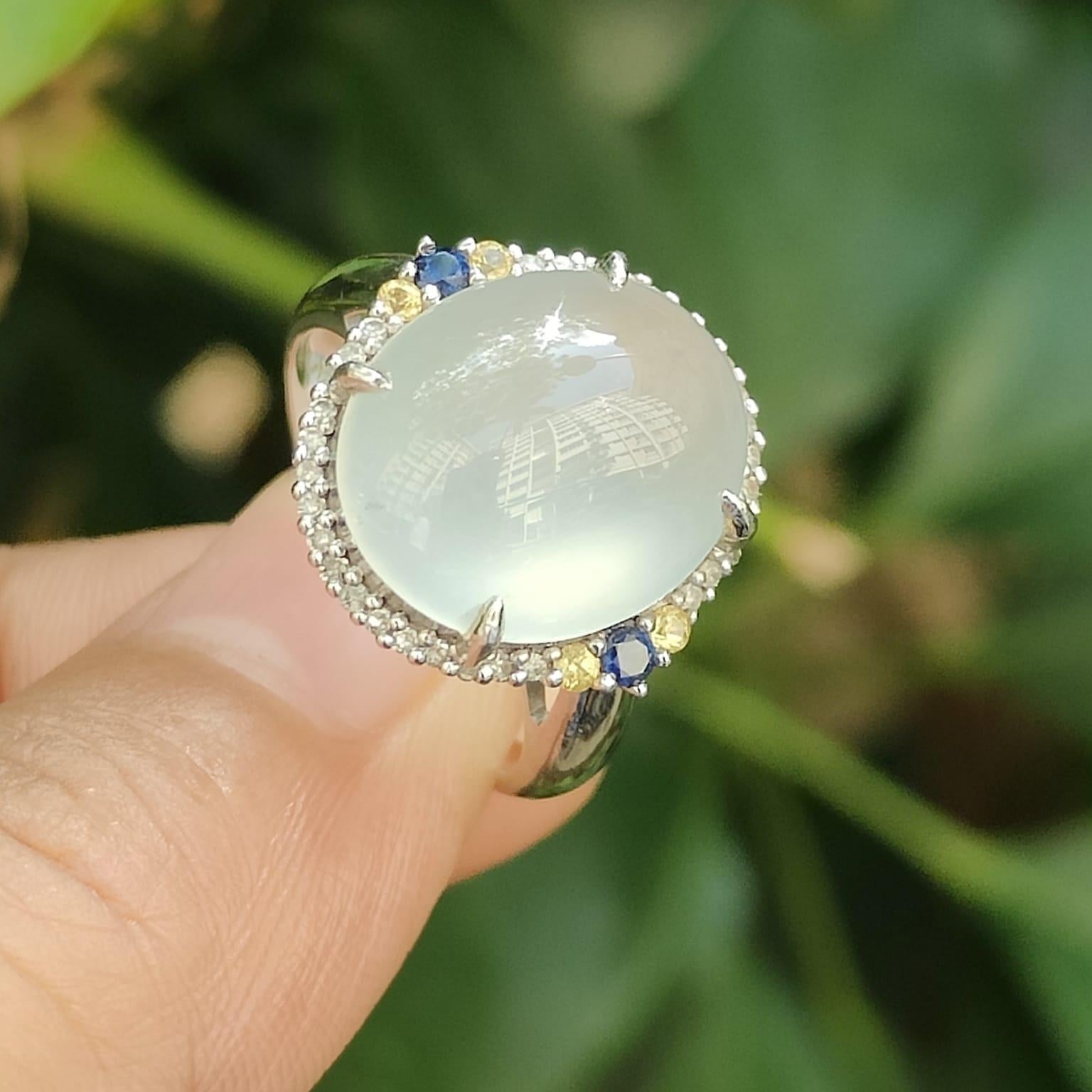 Five Stars Wu Xing Certified Jadeite Gold Ring - Earth/Metal/Water Harmony (Sku:18kring43) Yi Pin Qian Jadeites Jade Jewelry ~Your Precious Quintessential ~ Singapore