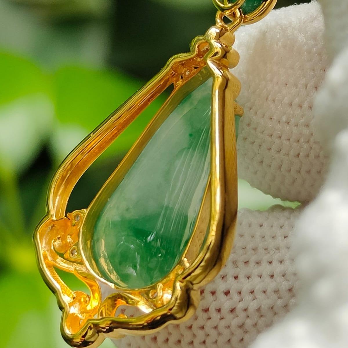 Wood & Metal Harmony Jade - Double Layer Type A Jadeite Fortune Pendant (Sku: 18kp117) Yi Pin Qian Jadeites Jade Jewelry ~Your Precious Quintessential ~ Singapore
