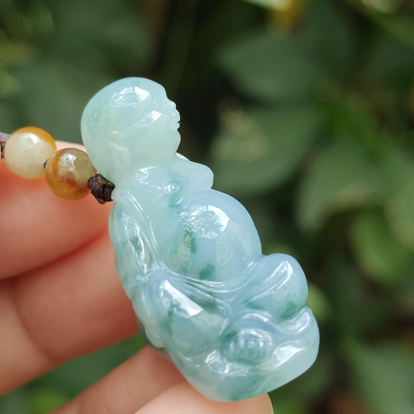 Wood & Water Power Duo 🌱💧 Natural Type A Jadeite Buddha | Zi Wei Dou Shu Career Luck (Sku: pendant449)