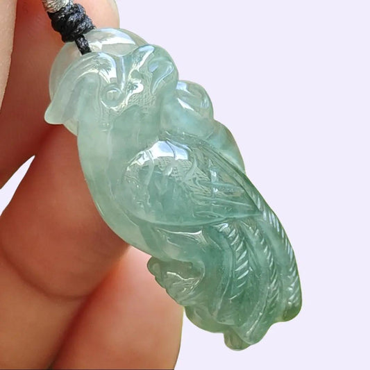 Green Parrot Natural Type A Jadeite Jade Pendant, Certificate weighs 8.27 grams, measurement 33 * 14.8 * 11.8 mm (pendant396) Yi Pin Qian Jadeites Jade Jewelry ~Your Precious Quintessential ~ Singapore