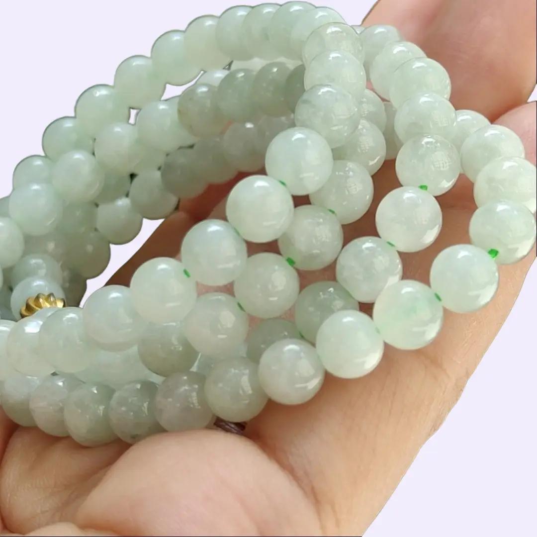 108 * 6mm beads Natural Type A Jadeite Jade as Bracelet / Necklace, certificate weighs 39.93 grams (bracelet37) Yi Pin Qian Jadeites Jade Jewelry ~Your Precious Quintessential ~ Singapore