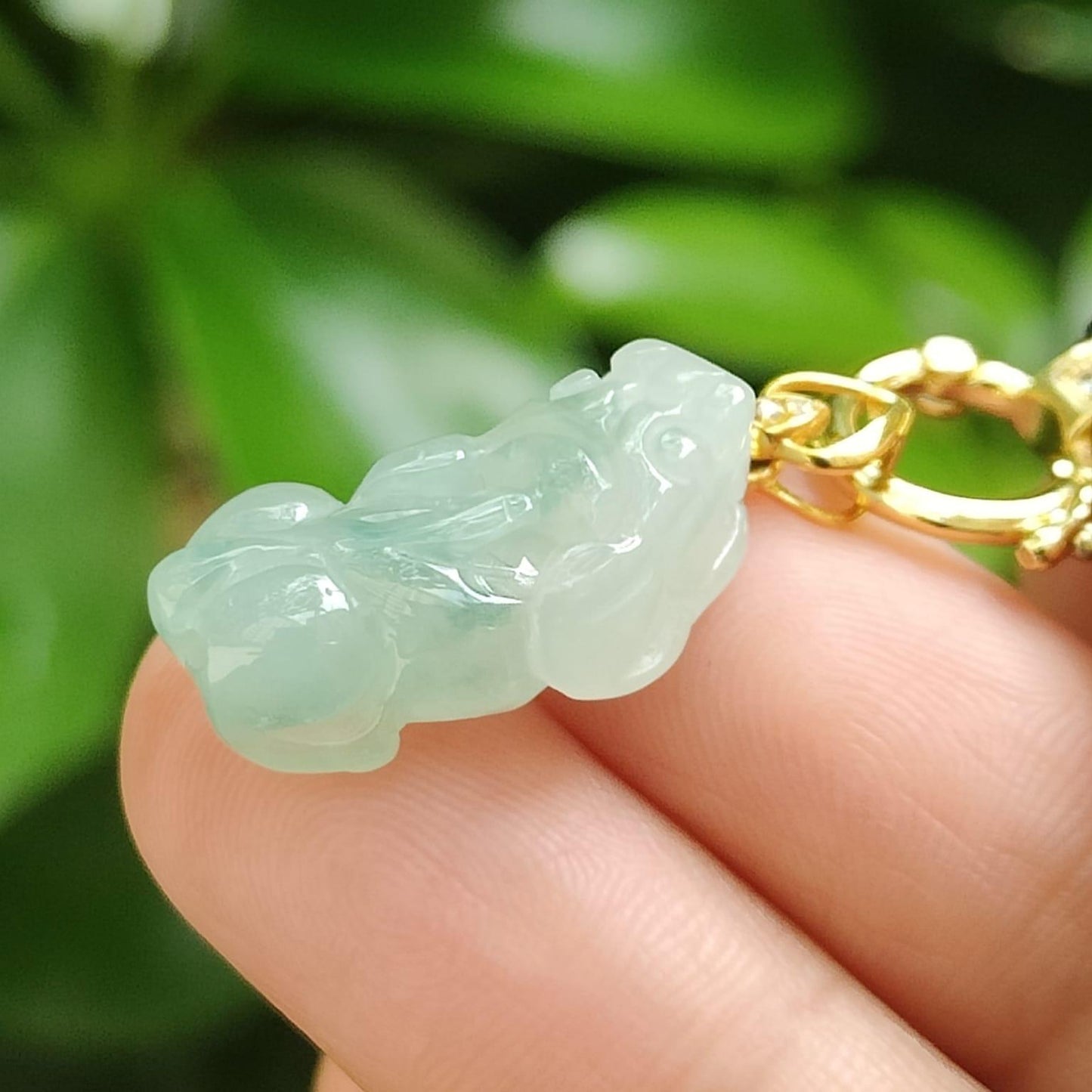 Semi Icy Translucent Pixiu Pendant Natural Type A Jadeite Jade added with 18k Clasp certificate weighs 2.79 grams, measurement 19.6 * 9.8 * 6.5 mm (18kp101) Yi Pin Qian Jadeites Jade Jewelry ~Your Precious Quintessential ~ Singapore