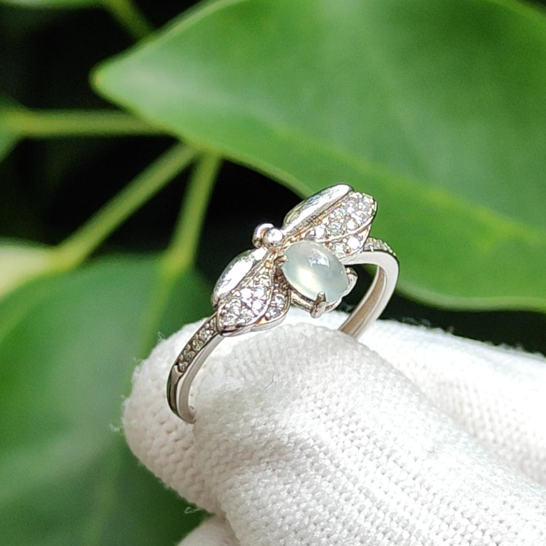 Crafted as 5.3 * 4.2 * 2.4 mm Icy Translucent Cabochon with High-Quality Natural Type-A Jadeite-Jade set with S925 as Ring, certificate weighs 1.76 grams (s925ring17) Yi Pin Qian Jadeites Jade Jewelry ~Your Precious Quintessential ~ Singapore