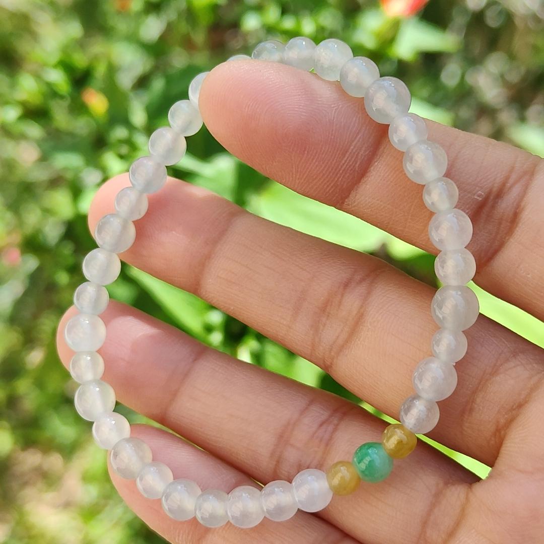 Icy Variety with Good Translucency Natural Type A Jadeite Bracelet measurement at 5.7mm with 37 beads, certificate included weigh 8.60 grams, suitable for casual wear and yet look elegant (bracelet6) Yi Pin Qian