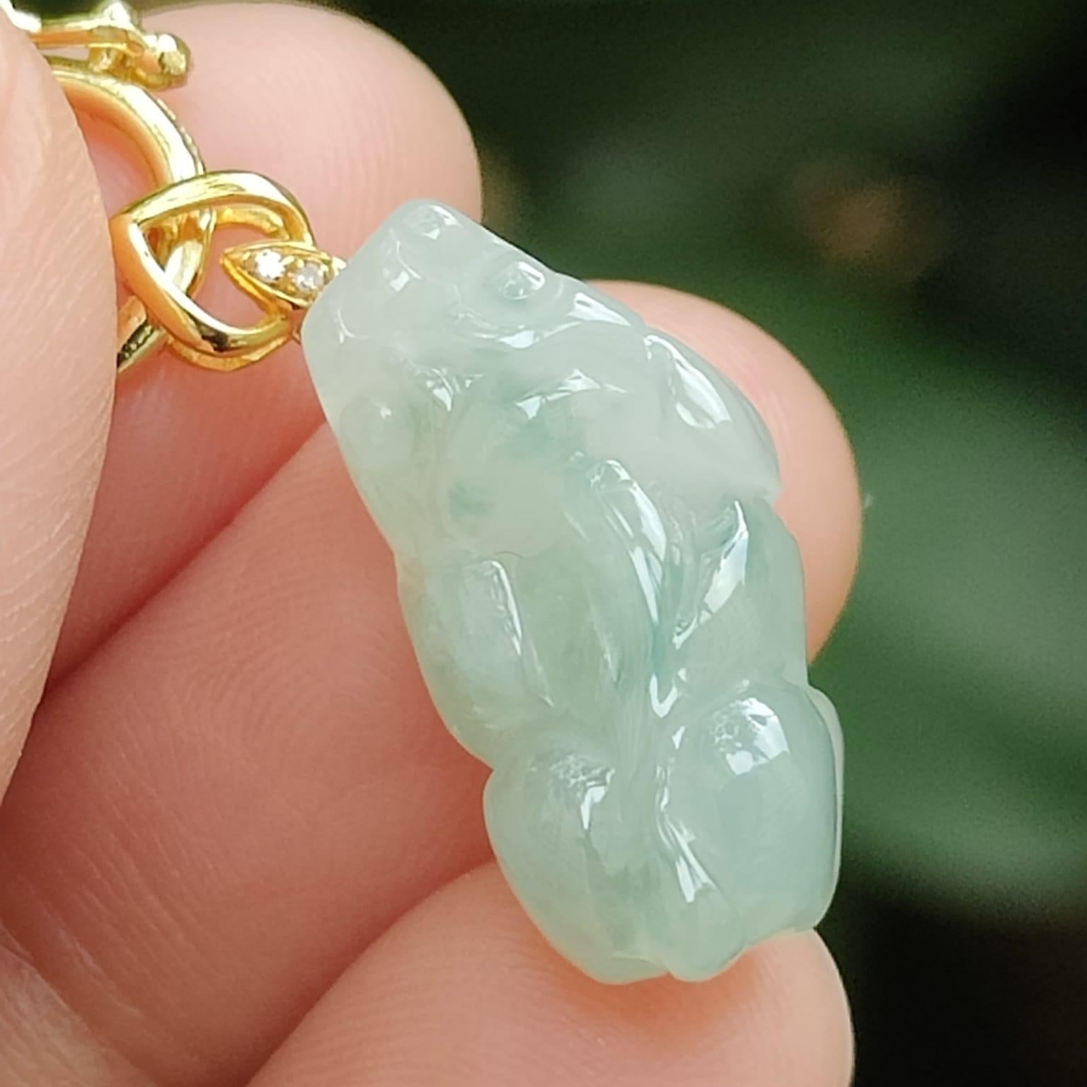 Semi Icy Translucent Pixiu Pendant Natural Type A Jadeite Jade added with 18k Clasp certificate weighs 2.79 grams, measurement 19.6 * 9.8 * 6.5 mm (18kp101) Yi Pin Qian Jadeites Jade Jewelry ~Your Precious Quintessential ~ Singapore