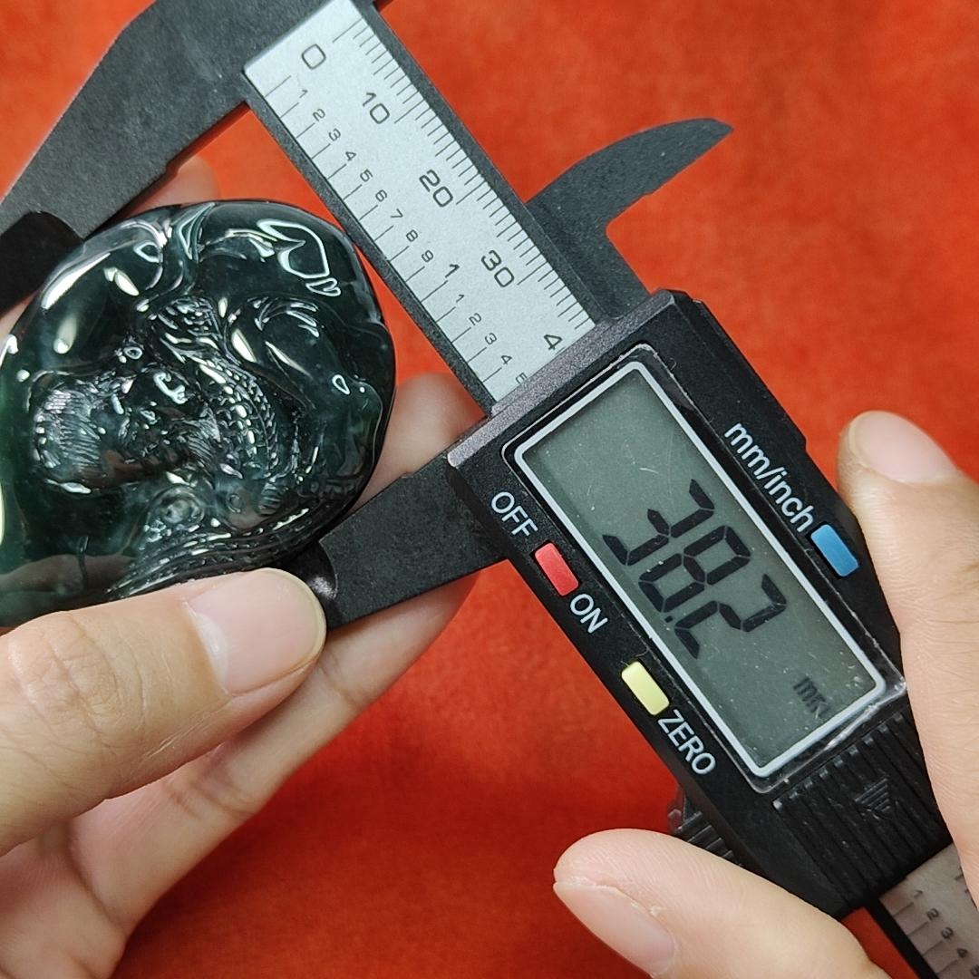 Carved as the fisherman benefits rare green Natural Type A Jadeite with certificate QIC approved labs pendant weight 53.87 grams, 54.6 * 38.2 * 12.7 mm Yi Pin Qian