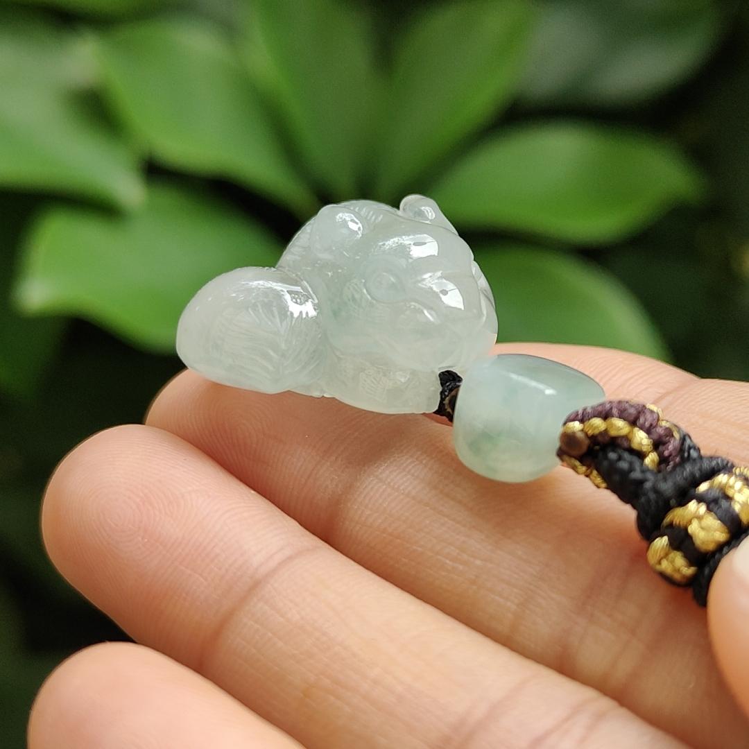 High Quality Light Green Hue with Green Patches Natural Type A Jadeite Jade crafted as Squirrel as Pendant, certificate weighs 11.1 grams, measurement 22.7 * 22.8 * 14 mm (pendant298) Yi Pin Qian Jadeites Jade Jewelry ~Your Precious Quintessential ~ Singapore