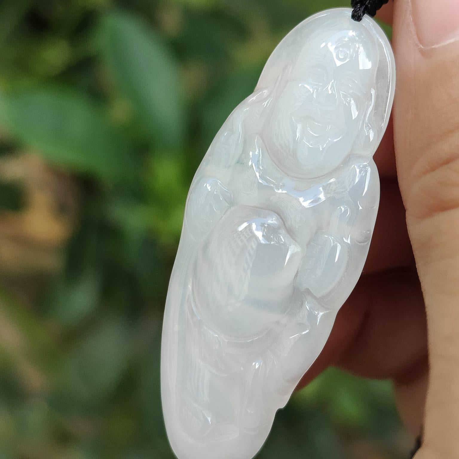 ❄️ Luminous Ice Buddha Pendant - Water's Clarity, Wood's Growth (Sku: pendant425) Yi Pin Qian Jadeites Jade Jewelry ~Your Precious Quintessential ~ Singapore