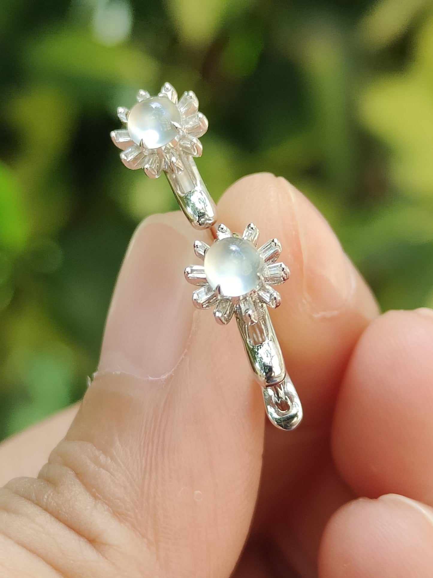 18k White Gold & Glacial Jadeite Cabochon Earrings – Certified Heirloom Luxury (SKU: 18k09) Yi Pin Qian Jadeites Jade Jewelry ~Your Precious Quintessential ~ Singapore