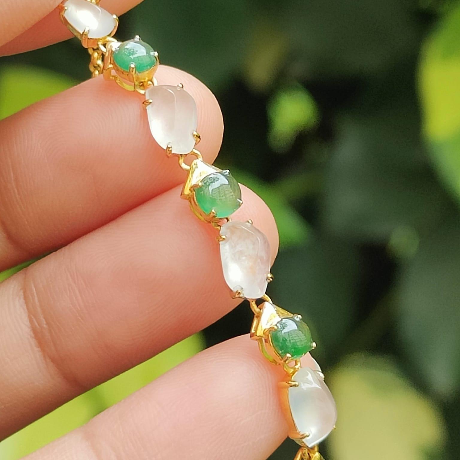 Liquid Jade Symphony - 18K Gold & Type A Jadeite Element Bracelet (Sku: 18kp112) Yi Pin Qian Jadeites Jade Jewelry ~Your Precious Quintessential ~ Singapore