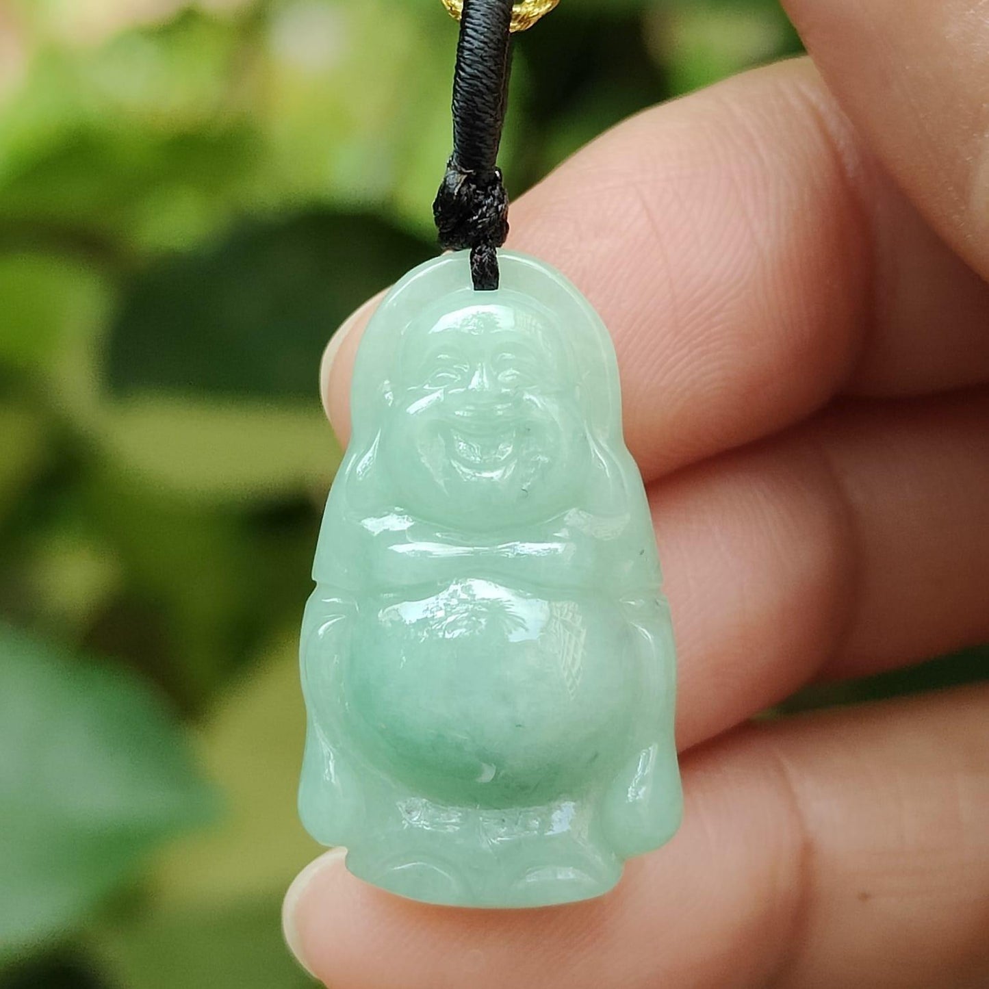 Natural Type A Jadeite Laughing Buddha Pendant 🌱🪨 | Office Feng Shui Essential for Decision-Makers (Sku: pendant443)