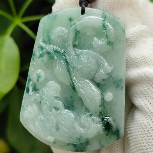Hydraulic Sovereign Pixiu Talisman - Type A Natura Jadeite Pendant (Sku: pendant416) Yi Pin Qian Jadeites Jade Jewelry ~Your Precious Quintessential ~ Singapore