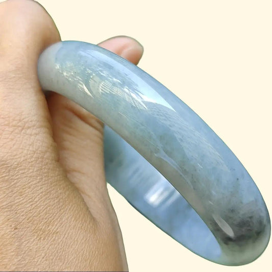 58.77 mm Light Lavender, Black Wuji Peace Bangle, Natural Type A Jadeite Jade, certificate weighs 57.84 grams, Width: 13.9 mm, Thickness: 7.5 mm (bangle15) Yi Pin Qian Jadeites Jade Jewelry ~Your Precious Quintessential ~ Singapore