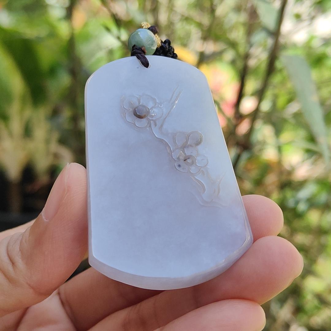 Light Lavender with red patches Natural Type A Jadeite Pendant Necklace crafted with fengshui scenery, certificate included weigh 44.44 grams, 60.8 * 36 * 9.8 mm (pendant104) Yi Pin Qian