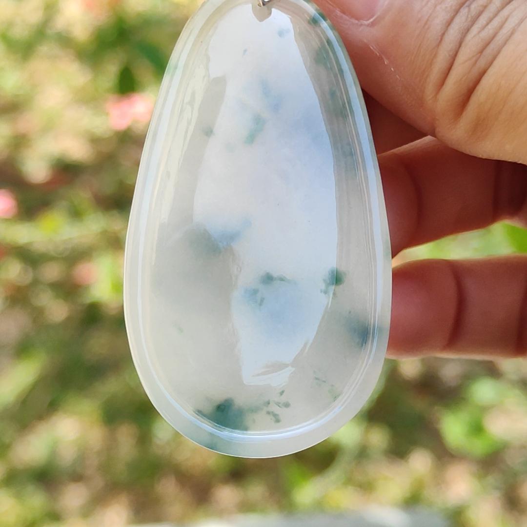 Special Sales - Rare Green Patches White with Yellow Hue Natural Type A Jadeite Jade crafter with Milo Buddha as Pendant, certificate weigh 17.2 grams, measurement 54.2 * 30.5 * 5.9 mm (pendant214) Yi Pin Qian