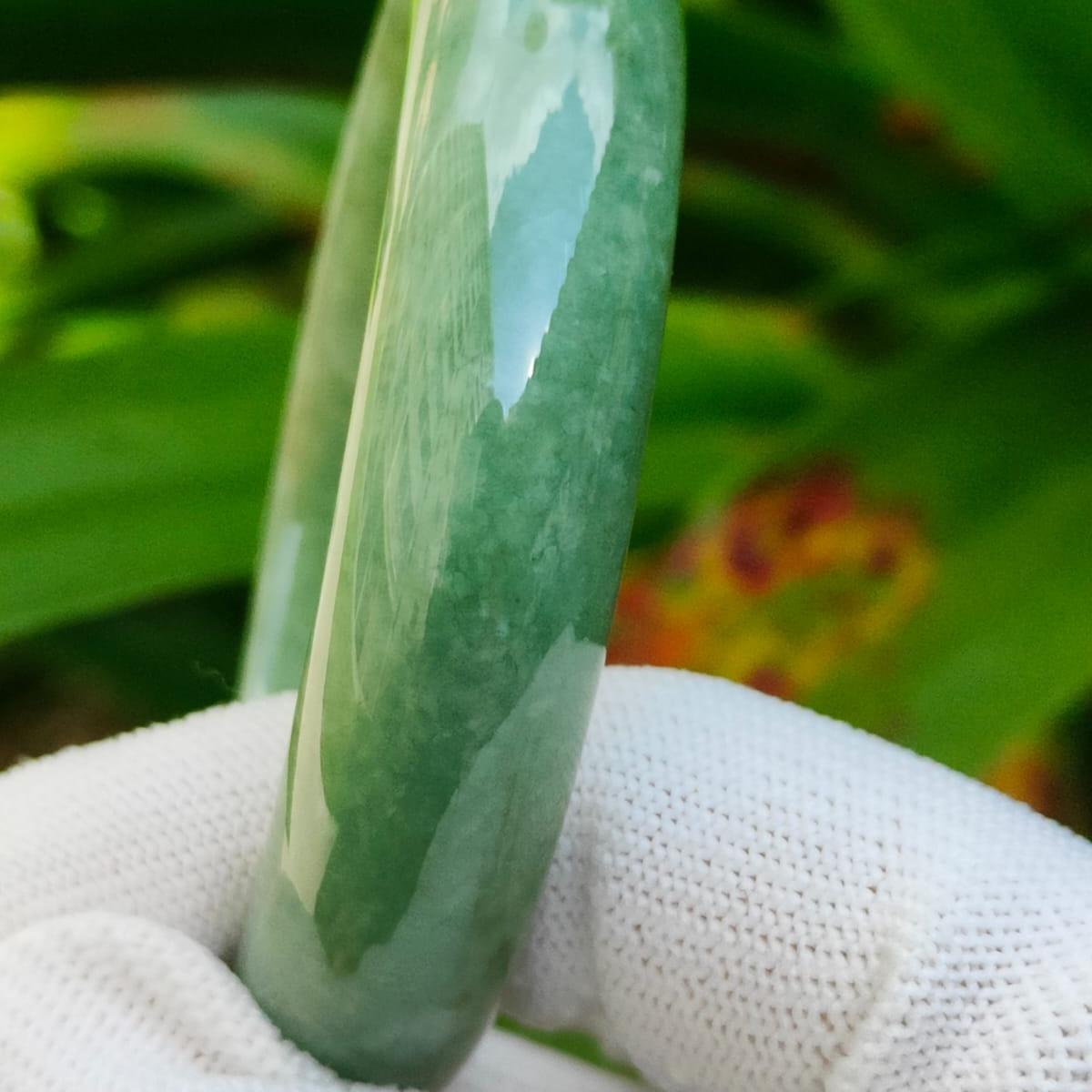 Wood 🌱 + Water 💧 Jadeite Bangle | Career Harmony Catalyst (Sku: bangle35) Yi Pin Qian Jadeites Jade Jewelry ~Your Precious Quintessential ~ Singapore