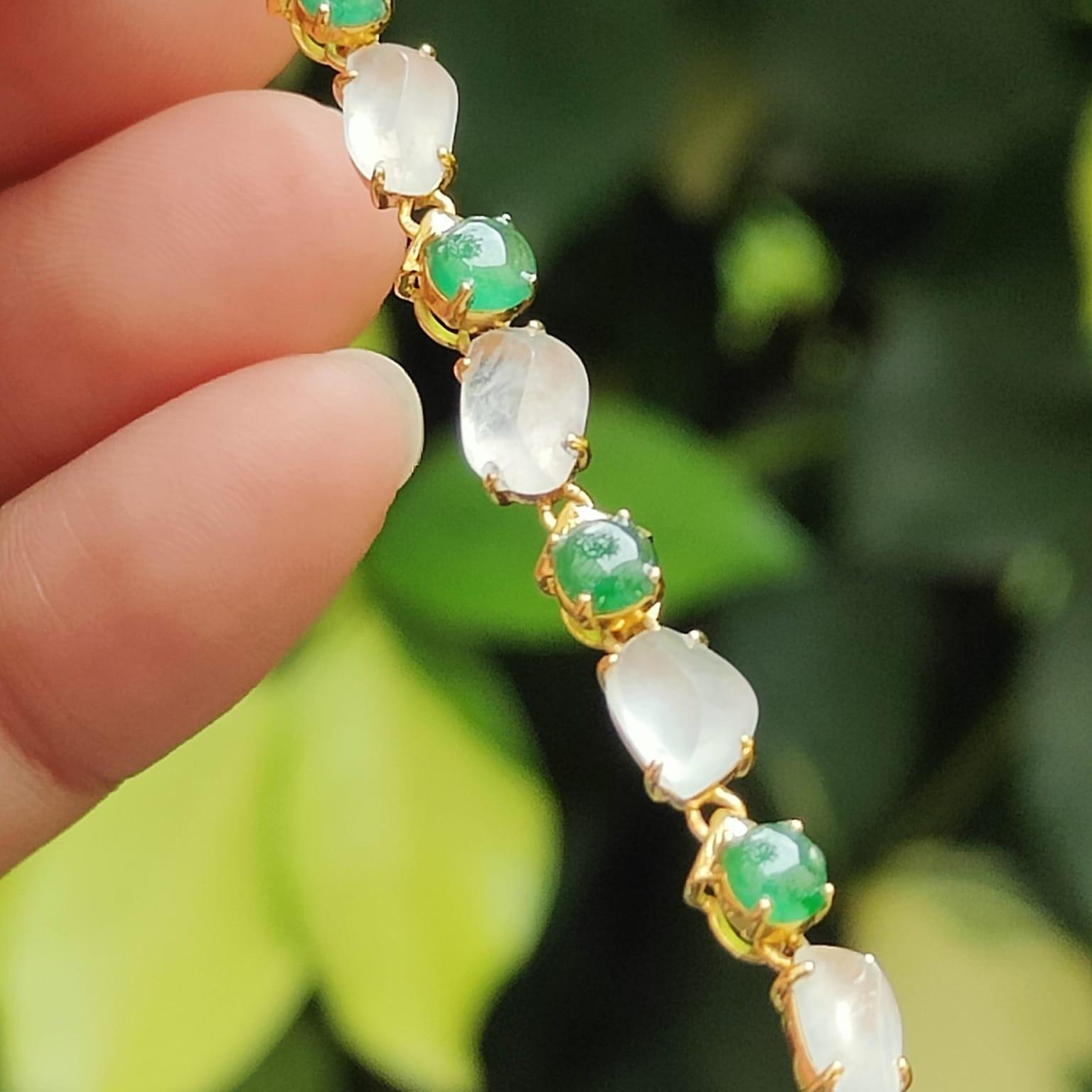 Liquid Jade Symphony - 18K Gold & Type A Jadeite Element Bracelet (Sku: 18kp112) Yi Pin Qian Jadeites Jade Jewelry ~Your Precious Quintessential ~ Singapore