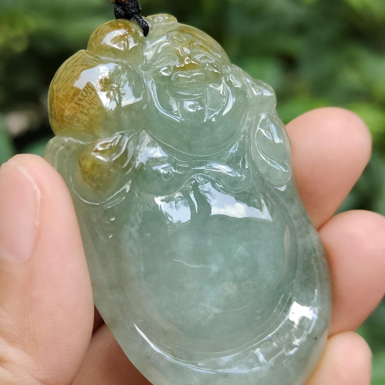 Latest Arrival crafted as Milo Buddha on High Quality Natural Type A Jadeite Jade as Pendant Necklace with certificate weighs 39.75 grams, measurement 59.6 * 36.8 * 10.8 (pendant325) Yi Pin Qian Jadeites Jade Jewelry ~Your Precious Quintessential ~ Singapore