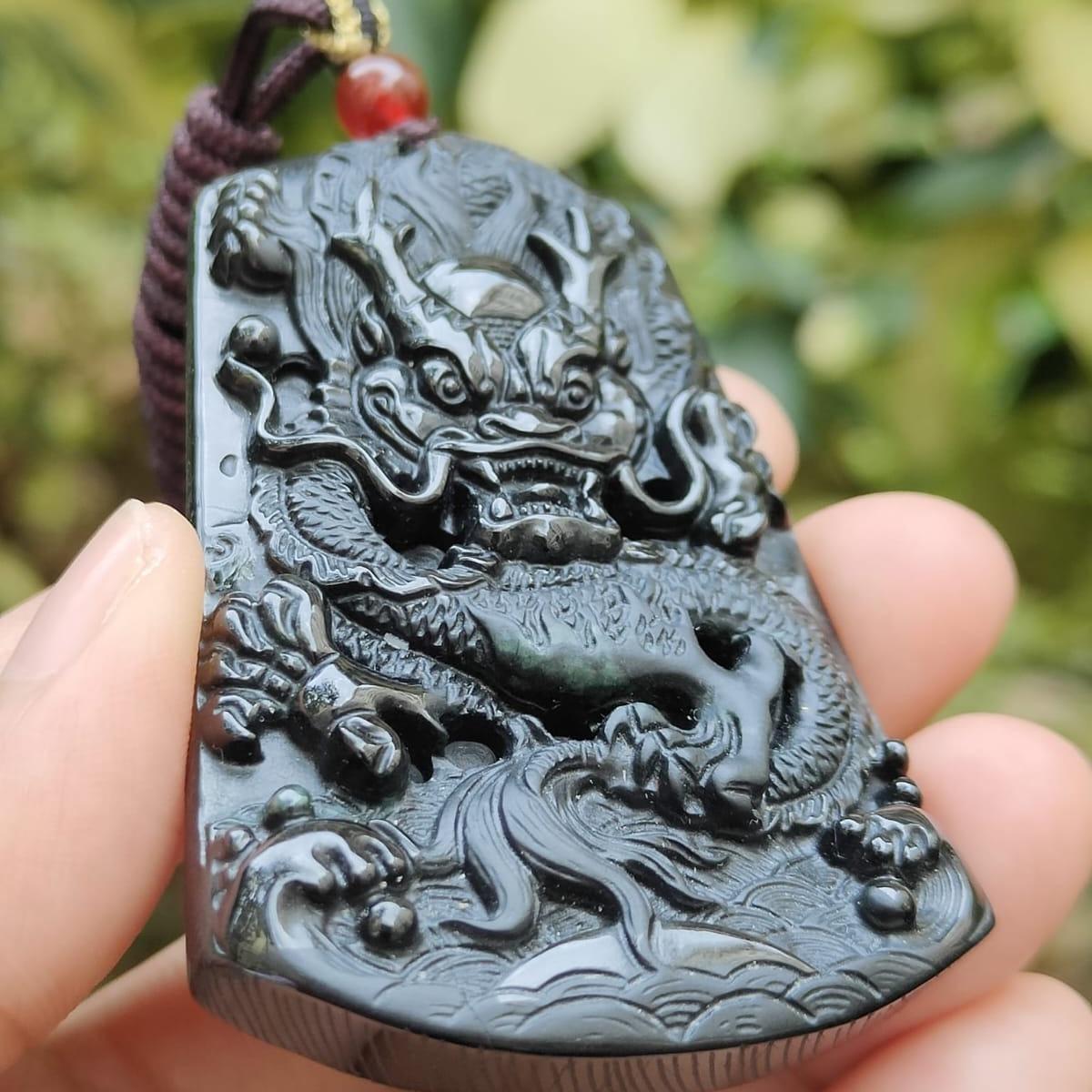 New Arrival Normal Black Dragon Natural Type A Jadeite Jade as pendant certificate weighs 28.6 grams, measurement 65 * 43 * 8 mm (pendant356) Yi Pin Qian Jadeites Jade Jewelry ~Your Precious Quintessential ~ Singapore