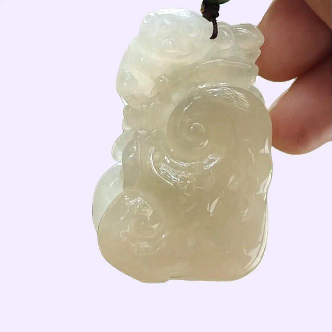 Crafted as Ruyi with Money Pendant on Yellow Icy High Quality Natural Type A Jadeite Jade certificate weighs 35.57 grams, measurement 48.3 * 30.9 * 14 mm (pendant385) Yi Pin Qian Jadeites Jade Jewelry ~Your Precious Quintessential ~ Singapore