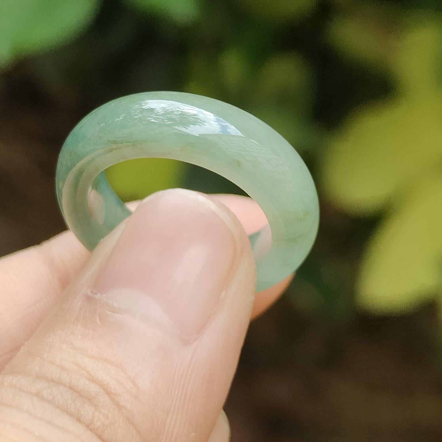Wood Element Harmony Ring - Natural Type A Jadeite Jade Unisex Band (Sku: ring16) Yi Pin Qian Jadeites Jade Jewelry ~Your Precious Quintessential ~ Singapore