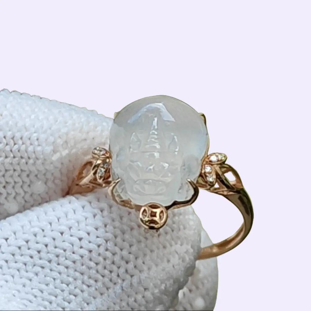 Icy Translucent Natural Type A Jadeite Jade Crafted as Pixiu set on 18k as Ring, certificate weighs 2.22 grams, measurement 11.7 * 9.8 * 5.8 mm (18kring40) Yi Pin Qian Jadeites Jade Jewelry ~Your Precious Quintessential ~ Singapore