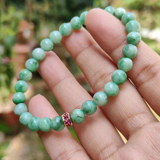 Light Spicy Green Natural Type A Jadeite Jade crafted with 6.6mm * 28 beads as bracelet, QIC lab approved certificate weigh 13.41 grams (bracelet20) Yi Pin Qian