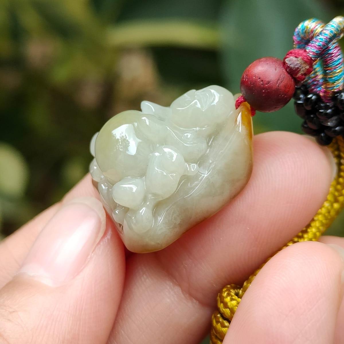 #Sold - New Arrival SG Local Seller Small but Good Quality Yellow Natural Type A Jadeite Jade crafted as Milo Buddha Pendant certificate weighs 8.52 grams, measurement 22.6 * 21.4 * 12.8 mm (pendant346)