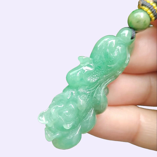 Light Green Chinese Cabbage Pendant - Natural Type A Jadeite Jade - Certificate weighs 9.35 grams, measurement 43.2 * 17 * 9.3 mm (pendant397) Yi Pin Qian Jadeites Jade Jewelry ~Your Precious Quintessential ~ Singapore