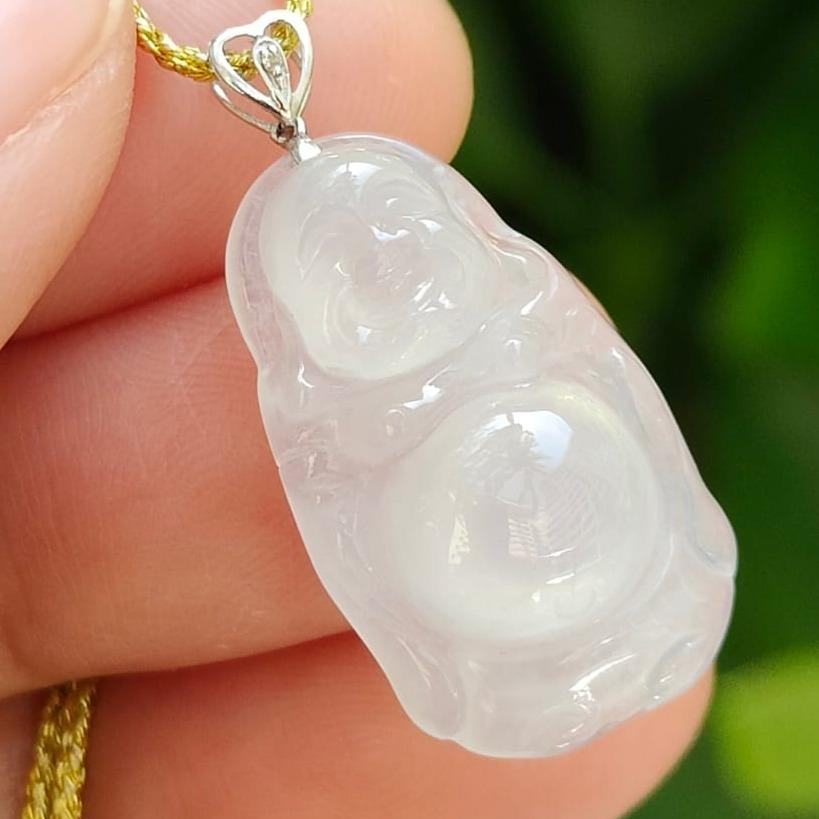 Laughing Buddha Jadeite Pendant – Five Elements Harmony, 18K Gold, Certified Type A (Sku: 18kp110) Yi Pin Qian Jadeites Jade Jewelry ~Your Precious Quintessential ~ Singapore