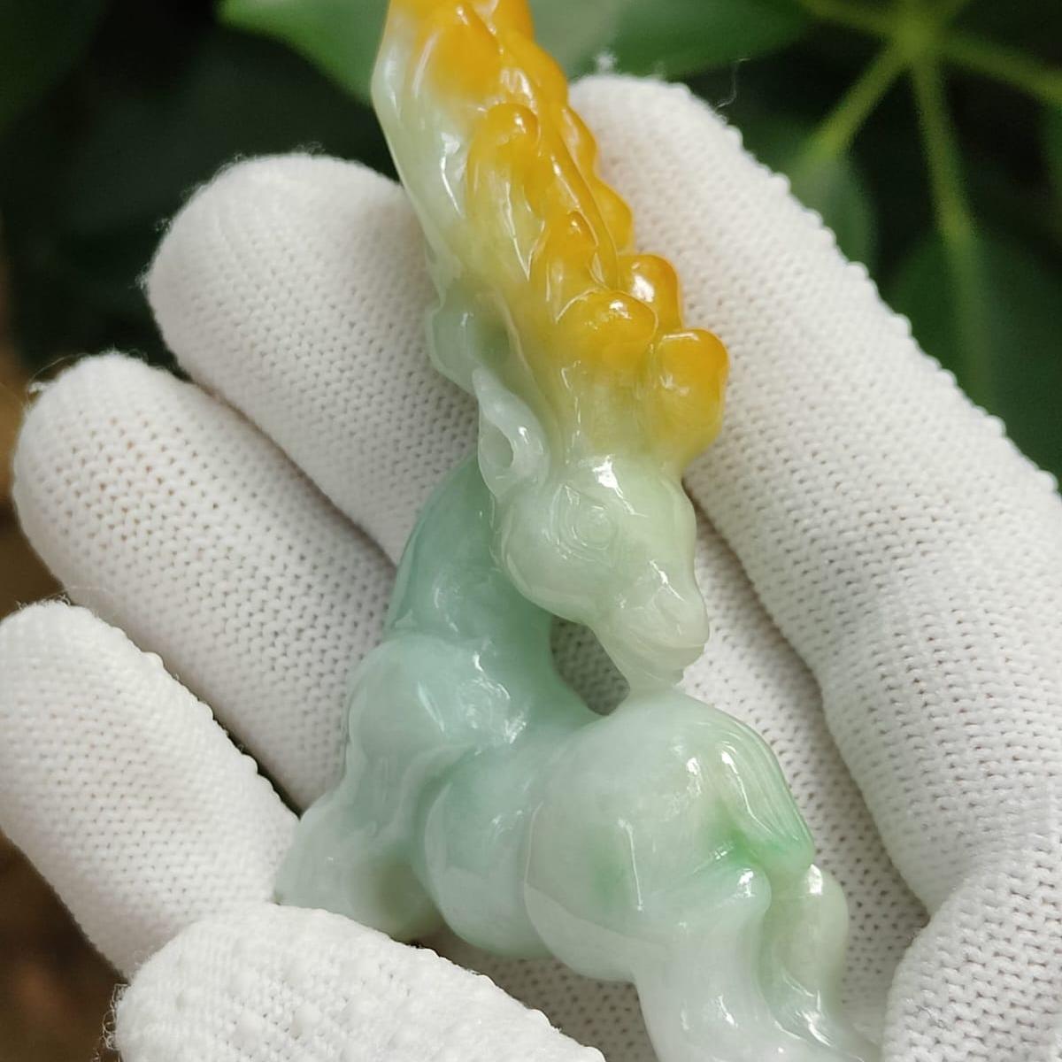 Wood Element Jade Deer Sculpture - Earth-Grounded Harmony Art Piece (Sku: hand12) Yi Pin Qian Jadeites Jade Jewelry ~Your Precious Quintessential ~ Singapore