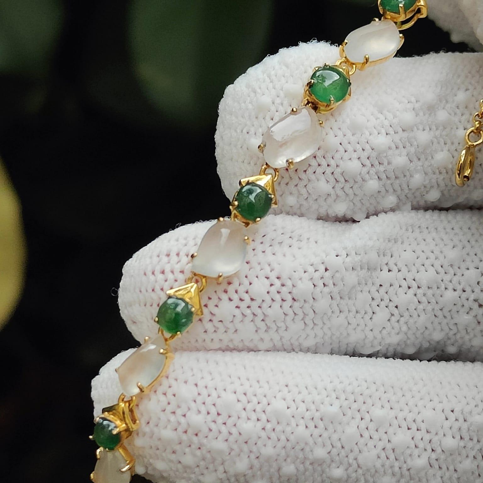Liquid Jade Symphony - 18K Gold & Type A Jadeite Element Bracelet (Sku: 18kp112) Yi Pin Qian Jadeites Jade Jewelry ~Your Precious Quintessential ~ Singapore