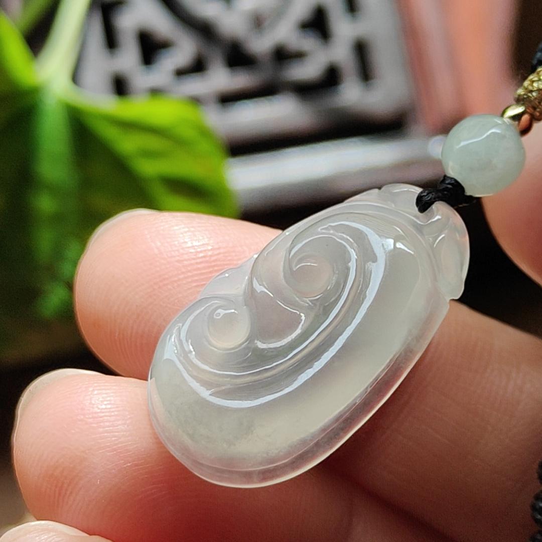 Crafted as Ruyi Pendant on Natural Type A Jadeite Jade certificate weighs 2.86 grams, measurement 24.6 * 15.1 * 4.3 mm (pendant376) Yi Pin Qian Jadeites Jade Jewelry ~Your Precious Quintessential ~ Singapore