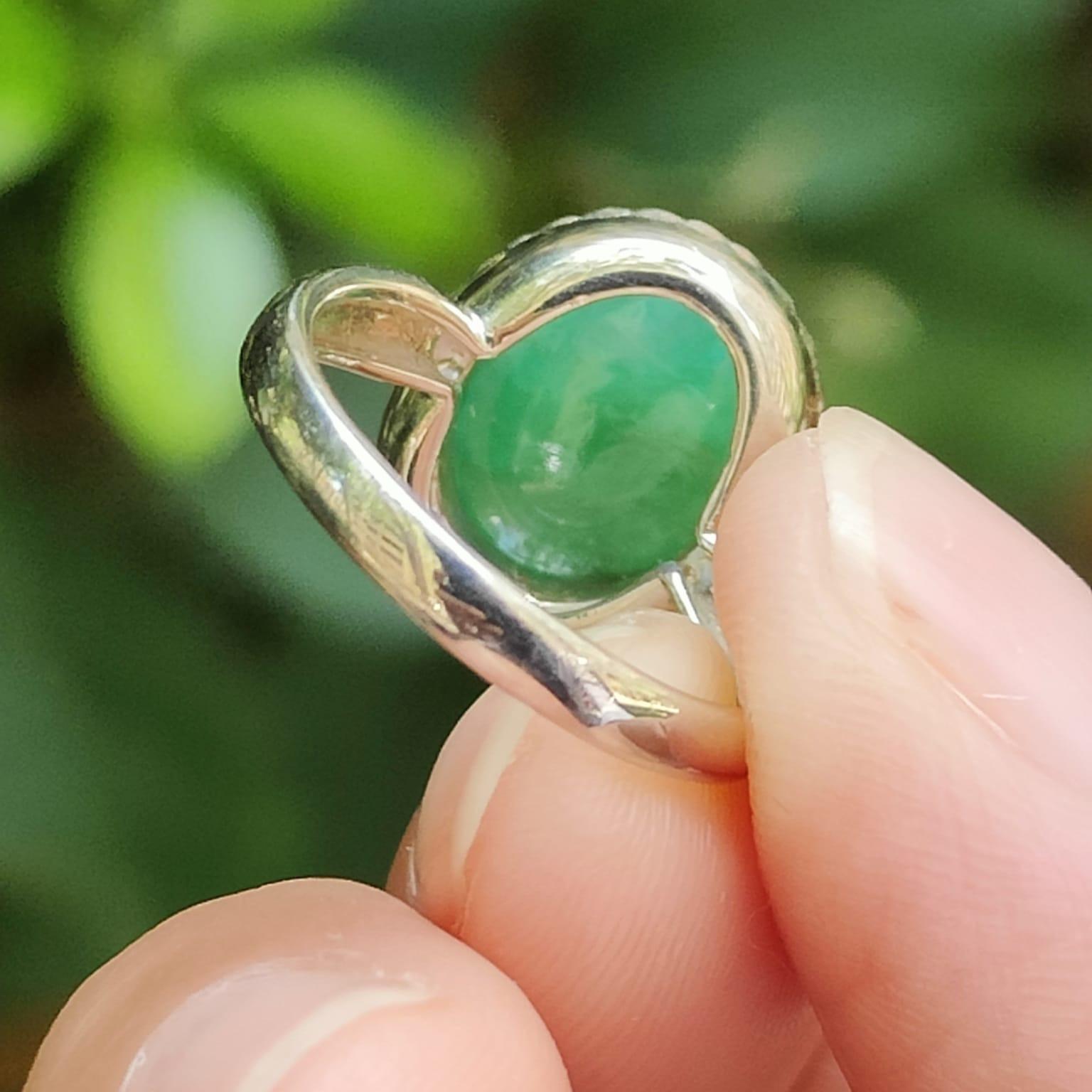 Wood 🌱 & Water 💧 Jadeite Ring - Career Momentum Amplifier (Sku: s925ring36) Yi Pin Qian Jadeites Jade Jewelry ~Your Precious Quintessential ~ Singapore